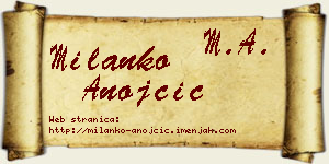 Milanko Anojčić vizit kartica